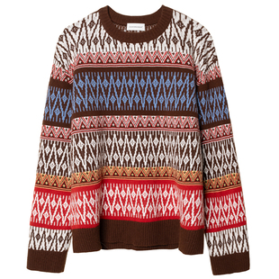 322WORKHOUSE纯羊毛费尔岛毛衣女2025新款秋季慵懒长袖针织衫B515