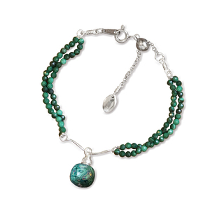 山印集原创【青林】非遗欧泊大漆珠吊坠孔雀石手链925银配饰送礼