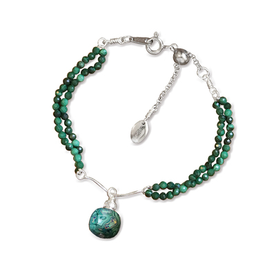 山印集孔雀石欧泊925银手链原创