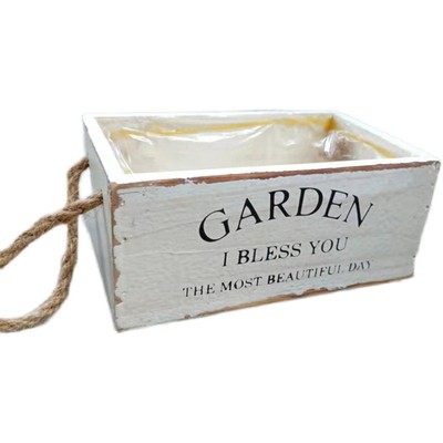 美式复古实木手工小木花盆