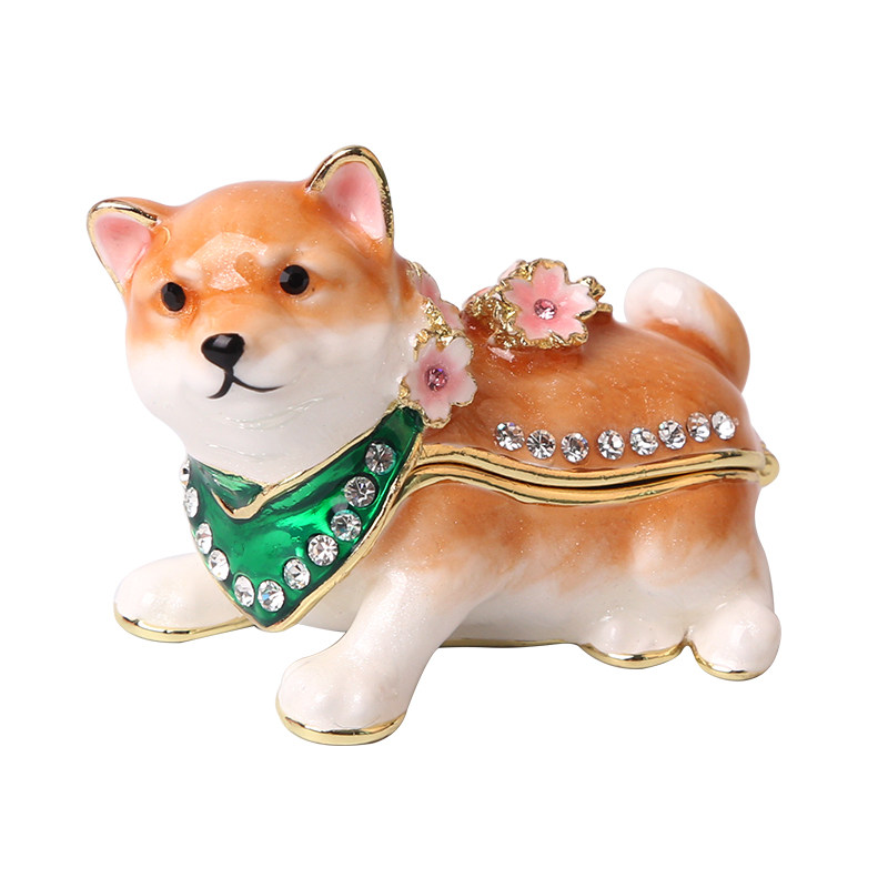 picals柴犬狗樱花首饰盒