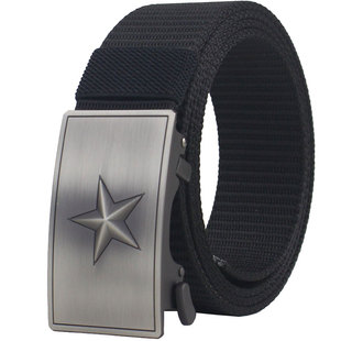 新款无牙自动扣腰带内穿男士皮带军迷简约高端帆布尼龙中青年裤带