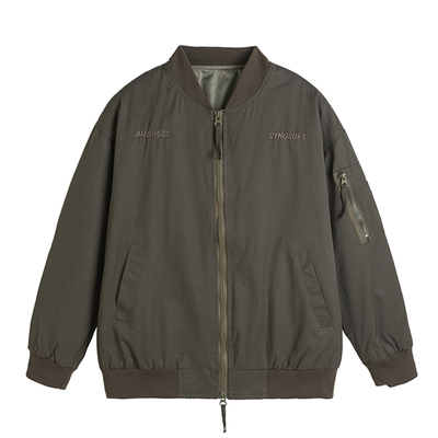 美式刺绣字母飞行员夹克男复古