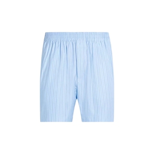26夏季新品SUITSUPPLY浅蓝色棉条纹直筒休闲短裤