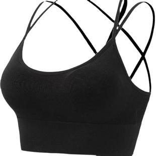 细带交叉美背瑜伽运动文胸速干防震跑步健身运动内衣欧美大码胸罩