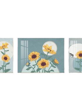 客厅装饰画向日葵三联画