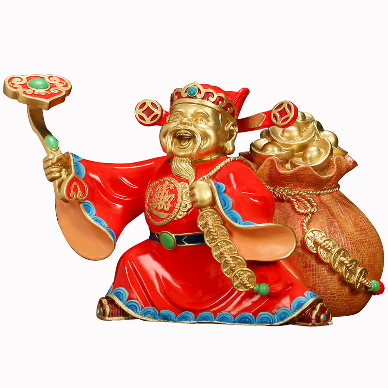 吉善缘《财神送财》铜文财神爷摆件 如意佛像乔迁开业礼品A0054