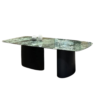 加澄天然普拉达绿奢石餐桌意式极简轻奢高档别墅餐厅大理石饭桌