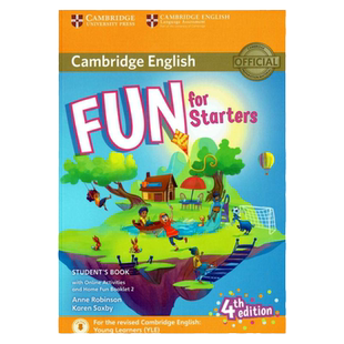 新版剑桥少儿英语官方考试教材YLE Fun for Starters movers flyers 第四版 考试学生书含自学账号+练习册 课外辅导备考资料
