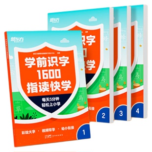 新东方学前识字1600指读快学4-6岁幼儿园学前班幼小衔接幼儿儿童识字教材带学视频 小学一二年级语文生字学前儿童必识字大全 云书