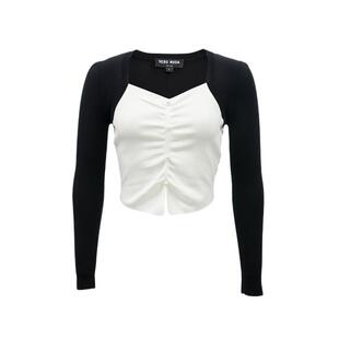 tq区绫致Vero Moda针织衫女25春夏女团风修身显瘦褶皱上衣