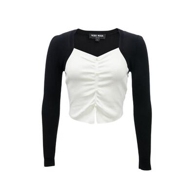 tq区绫致Vero Moda针织衫女春夏女团风修身显瘦褶皱上衣