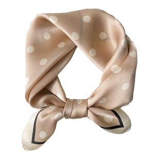 黑白波点真丝桑蚕丝小方巾丝巾女冬季护颈围脖子纱巾丝绸薄围巾50