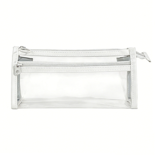 透明双层笔袋考试专用大容量中考高考文具袋简约ins风日系女小学生高颜值文具盒女孩男生初中高中生铅笔袋