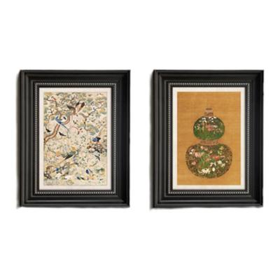 葫芦花瓶法式中古风客厅装饰画花鸟复古餐厅挂画卧室床头花卉壁画