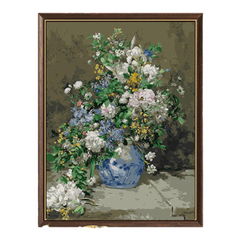 雷诺阿春之花束数字油画diy手工填色画手绘名画高级感花卉装饰画