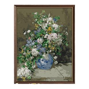 雷诺阿春之花束数字油画diy手工填色画手绘名画高级感花卉装饰画