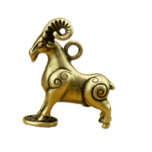 复古纯黄铜十二生肖羊汽车钥匙扣小挂件挂饰吊坠招财男女生日礼物