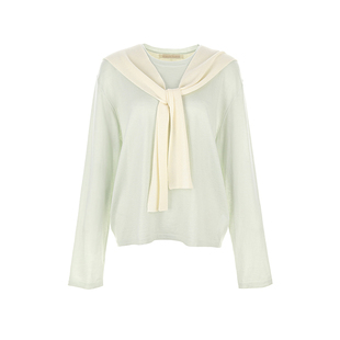 wana try羊毛软糯含披肩针织衫26春季新品浅绿色简约韩系上衣女