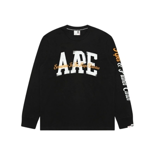 Aape旗舰店男装春夏美式复古字母印花长袖T恤1849XXQ