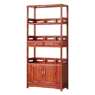 花梨木书架中式书房书柜落地实木多层架带柜置物架刺猬紫檀书橱柜