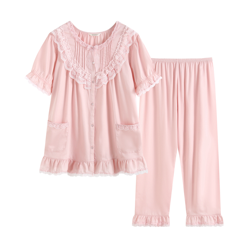 罗丝美纯棉贡缎家居服套装