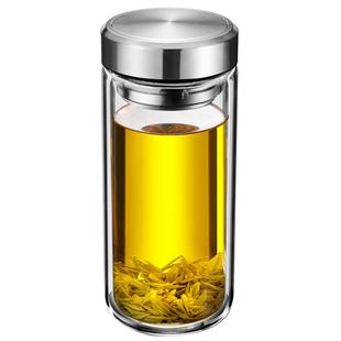 大容量双层玻璃杯耐热防爆泡茶杯子男女士办公室水杯茶水分离过滤