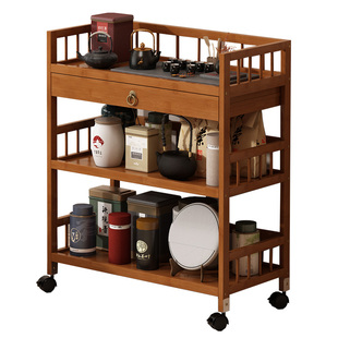 置物架多层收纳架客厅落地带轮移动小推车卧室零食架家用储物架子