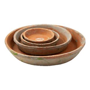 花盆托盘 接水盘底托陶土红陶透气吸水苔藓盆浅口花托陶盆鸟食盆