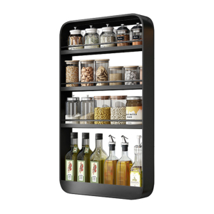 厨房置物架壁挂调料架子免打孔多层加高窄款油盐酱醋瓶佐料收纳柜