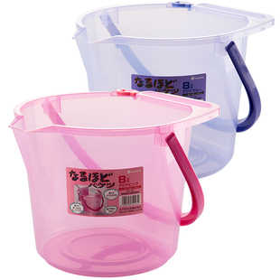 日本进口inomata透明水桶家用清洁手提带刻度带扣塑料水桶 晒水桶