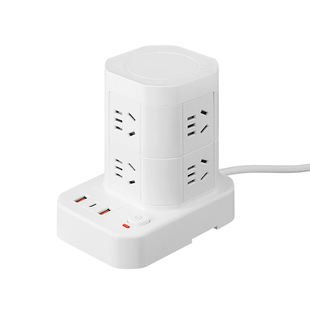 正品公正午立式纯铜插座带USB快充夜灯办公家用插排一转多接线板