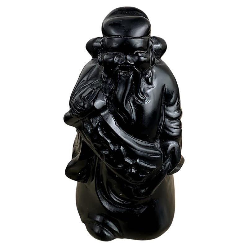 天然和田玉雕刻财神摆件