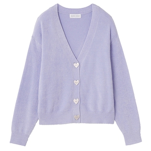 SNIDEL HOME秋冬纯色爱心扣绒面居家针织开衫SHNT234031