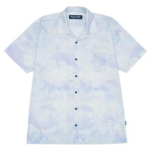 SCULPTOR 夏季立领数码印花纽扣宽松衬衫短袖上衣男女同款