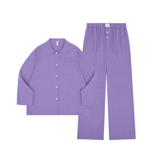 FORRETRO秋冬纯棉磨毛系列休闲家居套装薰衣草紫多色男女同款睡衣