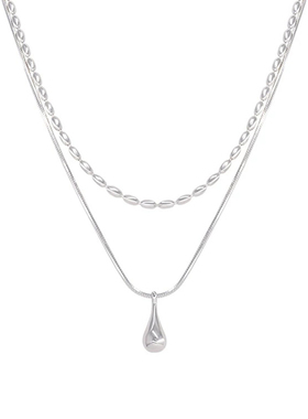 银色双层米粒珍珠项链