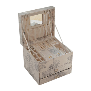 高档饰品首饰收纳盒耳钉项链珠宝饰品盒精致大容量首饰盒