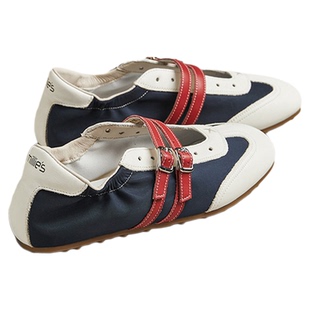 MILLIE'S/妙丽真皮芭蕾风拼色单鞋女内增高休闲女鞋玛丽珍鞋夏季