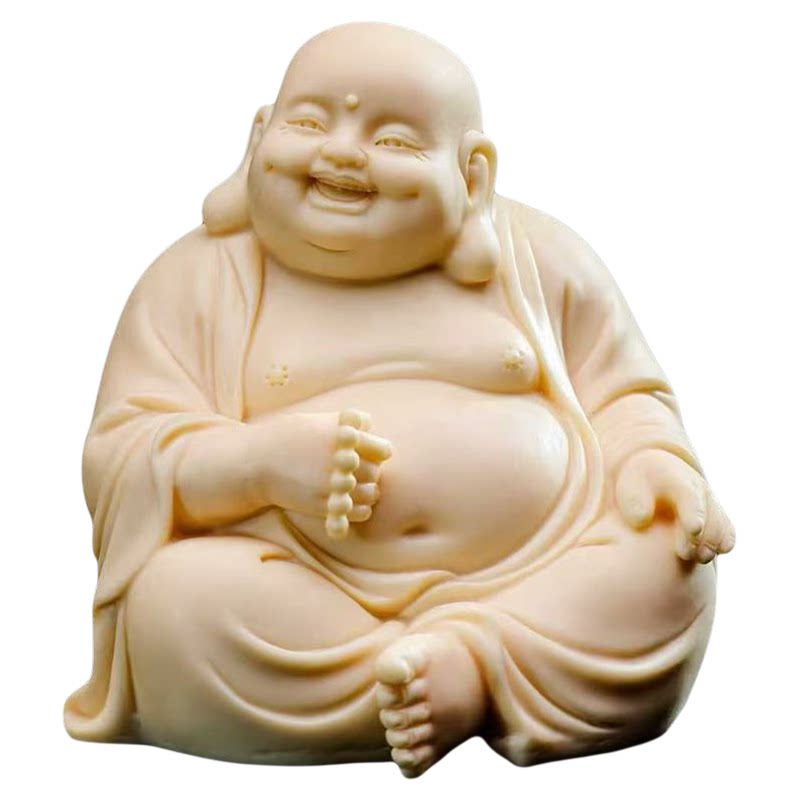 弥勒佛摆件白色象牙果雕刻佛像