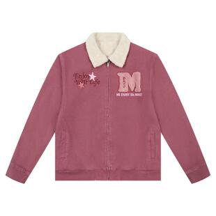 MEDM仿羊羔绒水洗夹克男春秋潮牌保暖上衣女美式嘻哈宽松休闲外套