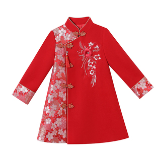 2026新款女童旗袍秋冬装汉服儿童装冬季拜年服过年衣服喜庆新年装