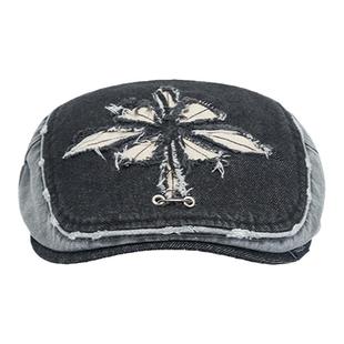 GENZERO「tong」美式复古前进帽水洗做旧拼格牛仔帽子