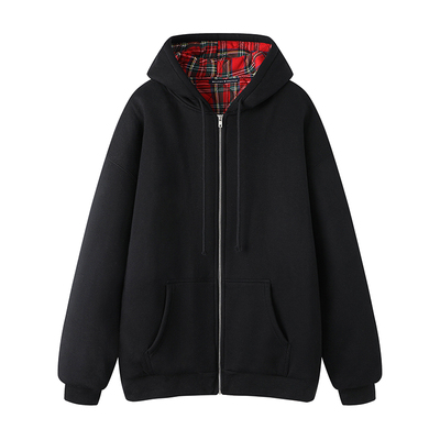 加厚宽松BM拉链宽松连帽卫衣