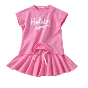 女童套裙夏季儿童运动短袖裙子网球衣服亲子母女姐妹洋气两件套裙