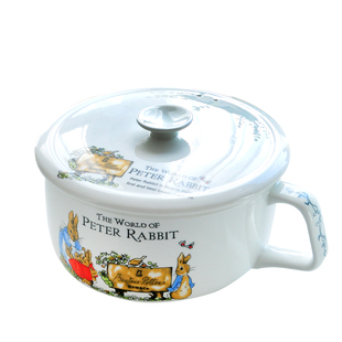 彼得兔餐具泡面碗带盖带把手带柄泡面杯陶瓷碗大容量家用面碗6寸