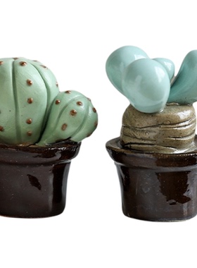陶瓷小饰品创意卡通迷你多肉可爱家居盆栽小玩意田园装饰品礼物