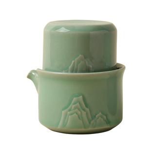陆宝陶瓷远山便携式旅行茶具一壶一杯快客杯单人茶具一人独饮泡茶
