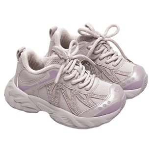 小米步女童加绒运动鞋2025秋冬新款透气网面跑步鞋儿童老爹鞋男童