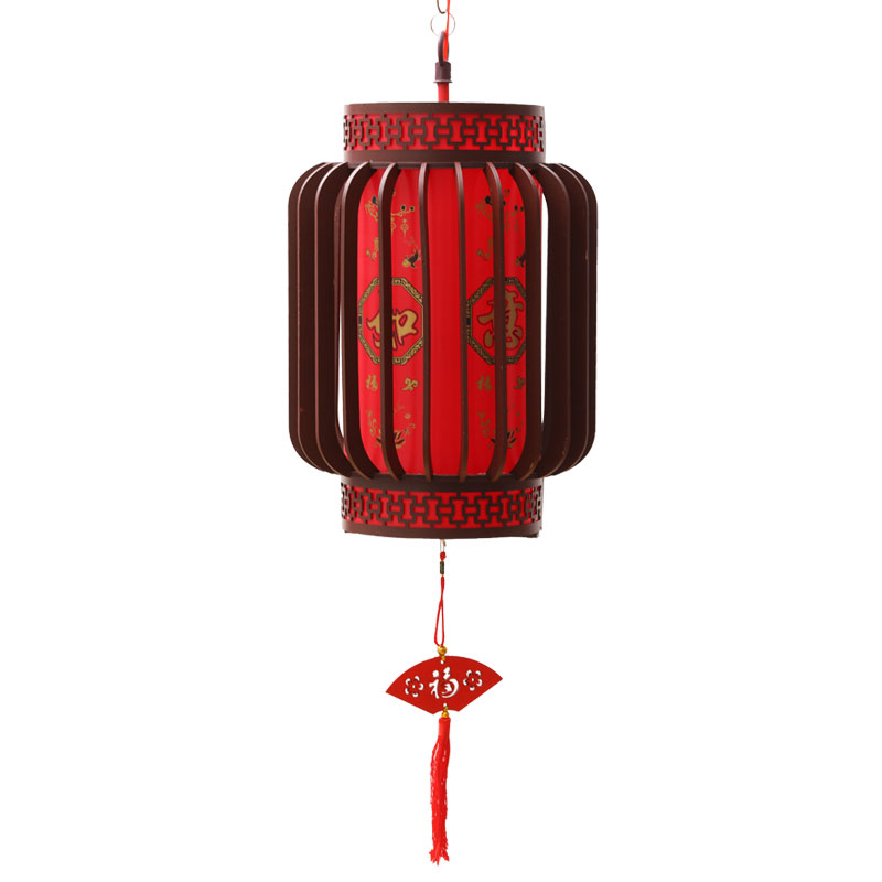 实木阳台旋转红灯笼装饰